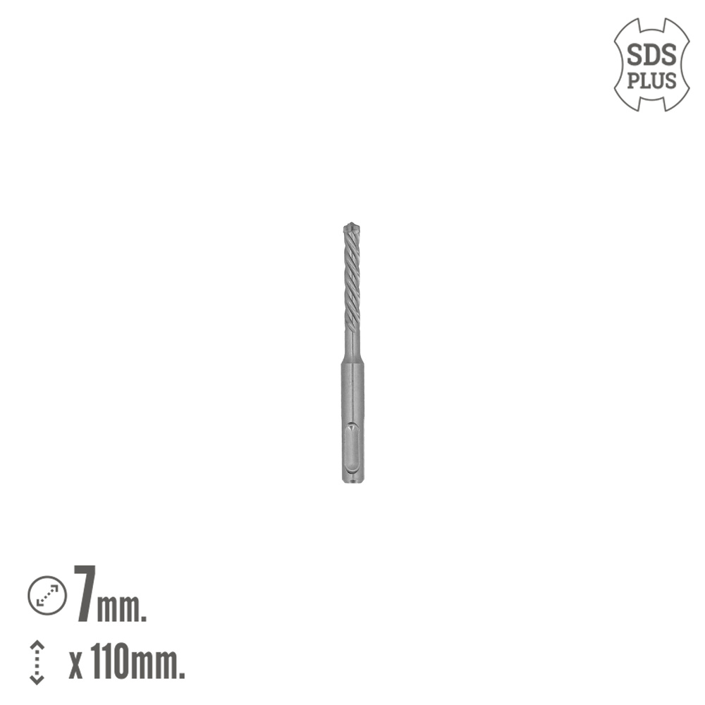 Broca Sds Plus 8 Filos Cortantes Especial Para Hormigon Armado Ø 7 x 100 mm. Broca Paredes, Broca Cimientos, Broca Muros - Imagen 2