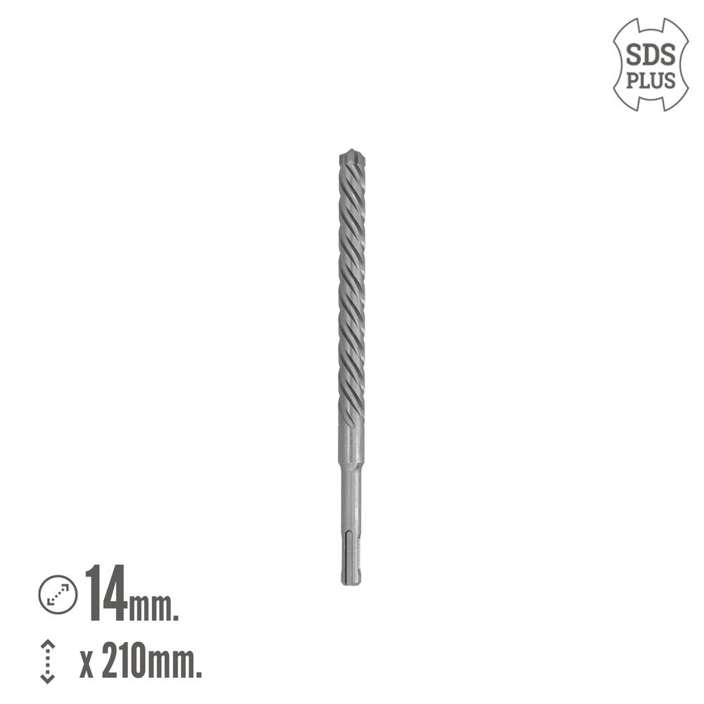 Broca Sds Plus 8 Filos Cortantes Especial Para Hormigon Armado Ø 14 x 210 mm. Broca Paredes, Broca Cimientos, Broca Muros - Imagen 2