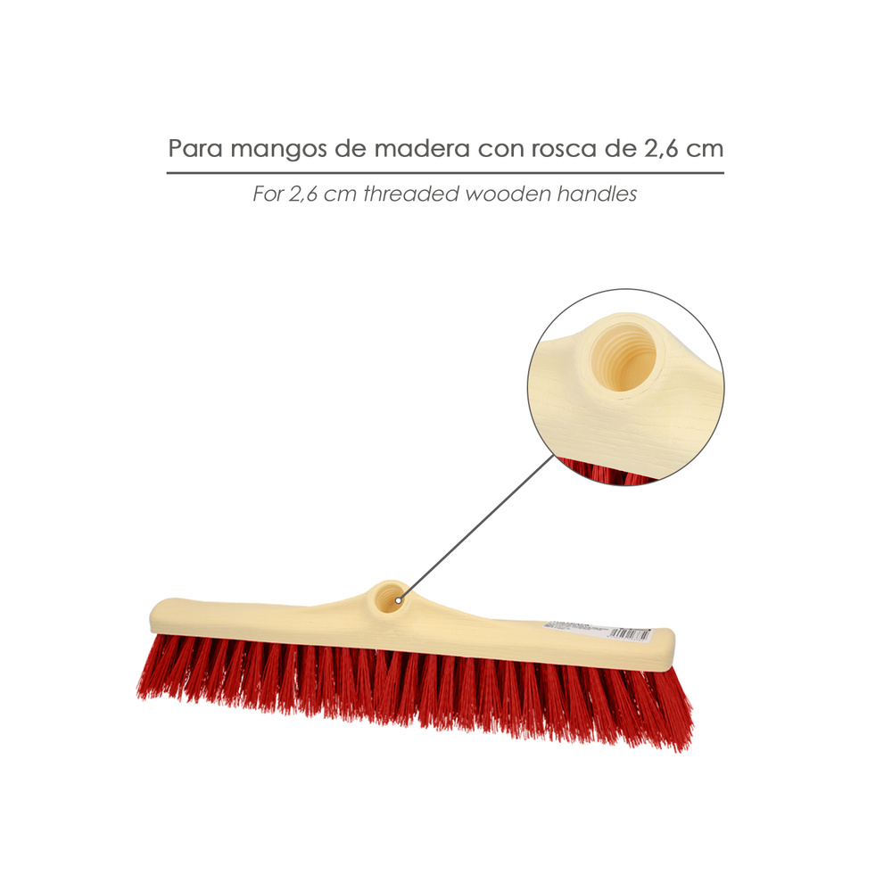 Cepillo Barrendero Industrial Fibra Suave PVC. Soporte Polipropileno 50 cm. (Sin Mango) - Imagen 4