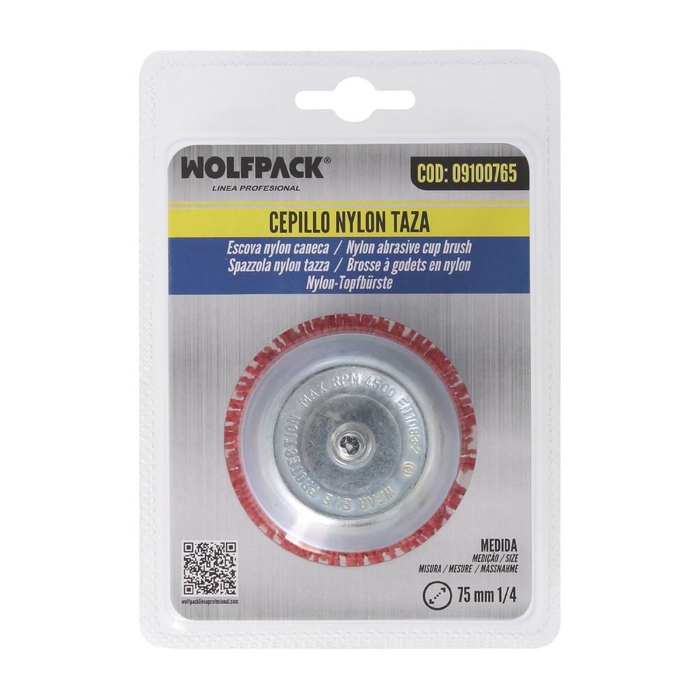 Cepillo Nylon Taza Ø 75 m. 1/4". Cepillo De Lijado Nailon. Cepillo Para Taladro De Nailon, Cepillo De Alambre Abrasivo De Nailon - Imagen 5