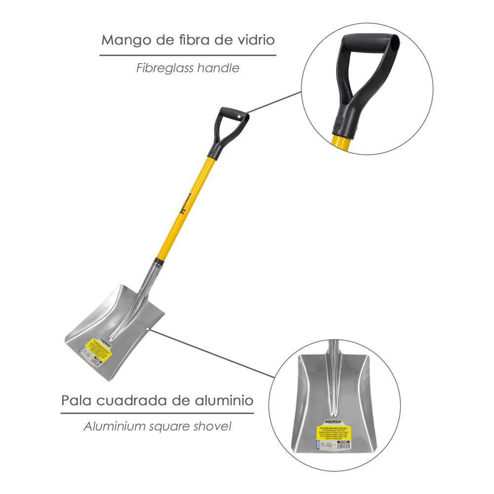 Pala Nieve Aluminio Mango Fibra De Vidrio Con Anilla - Imagen 3