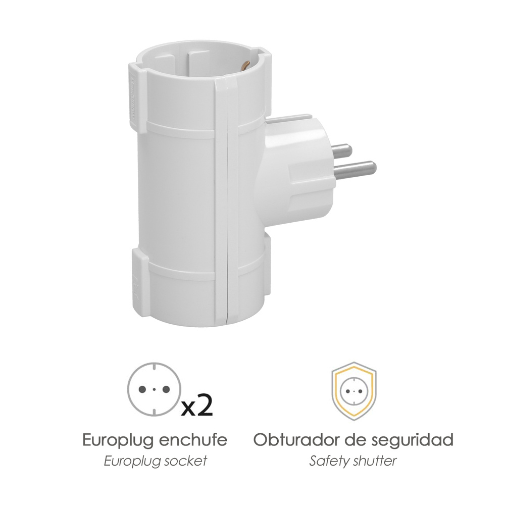 Adaptador Doble Schuko 16 A 250 V. - Imagen 3