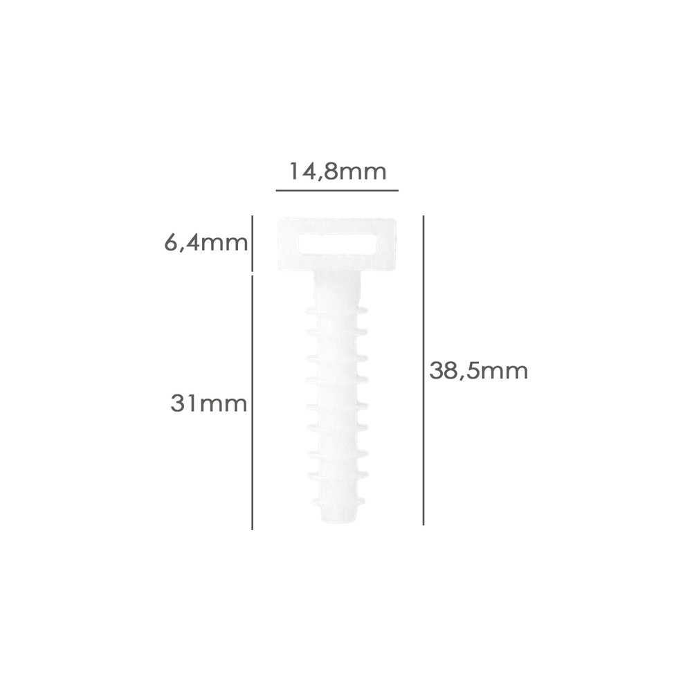 Taco Fijación Brida Nylon Blanco 8 mm. (Bolsa 100 Unidades) - Imagen 2