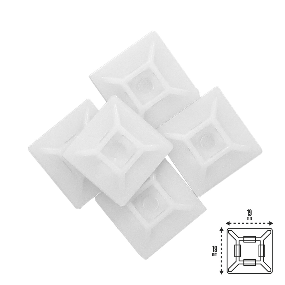 Base Adhesiva Para Bridas 19x19 mm. Blanca Bolsa 100 Unidades - Imagen 2