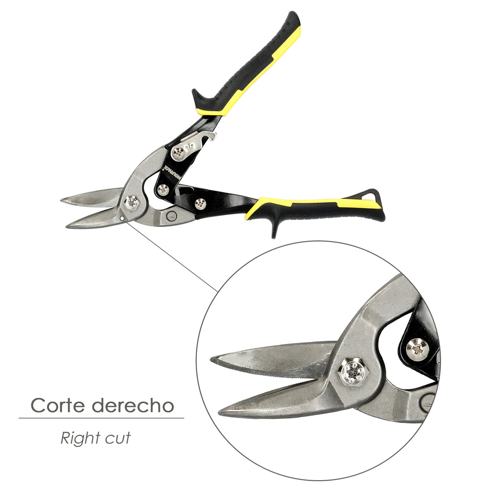 Tijeras Chapa Corte Derechas 250 mm. Hoja Acero Al Carbono, Mangos Engomados, Con Dientes Serrados, Cortachapa, Tijera Aviacion - Imagen 3
