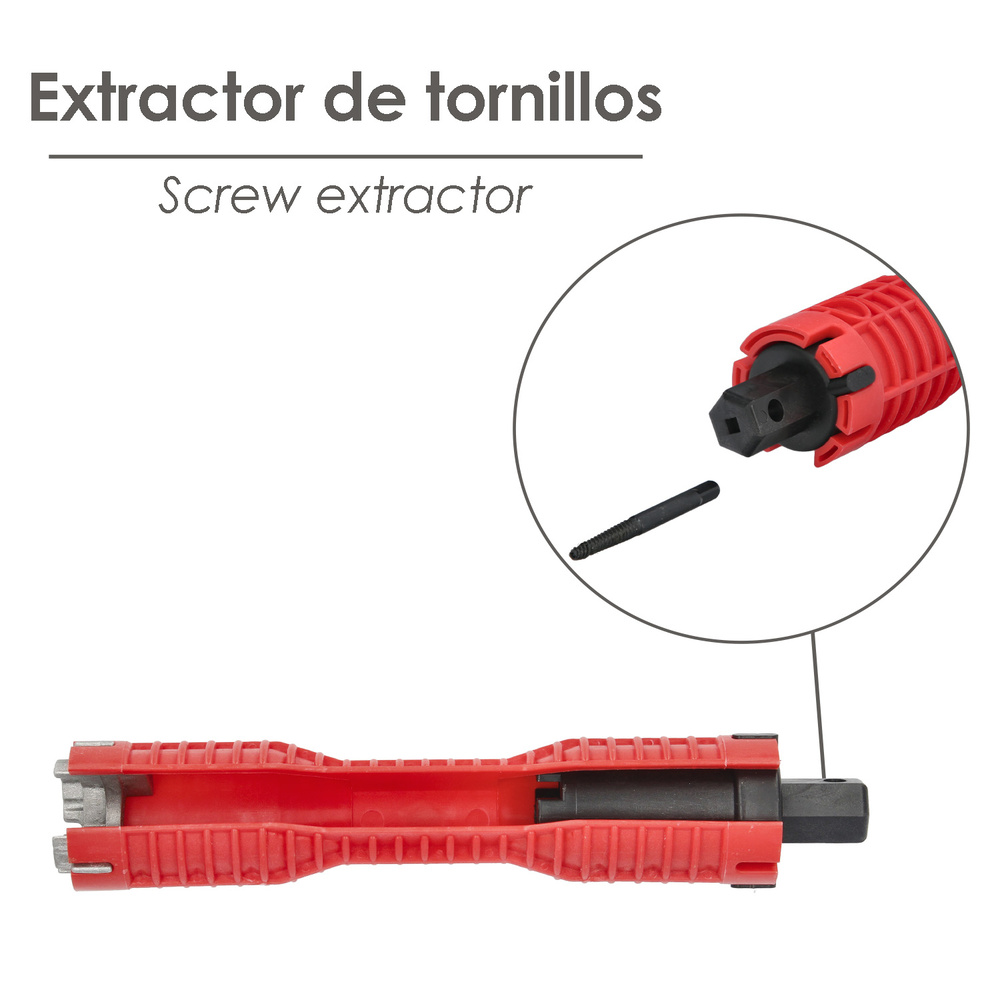Llave Para Grifos Multifuncion Con Adaptador, Llave Hexagonal y Extractor de Tornillos - Imagen 4