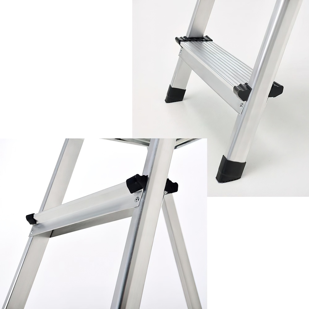 Escalera Aluminio 4 Peldaños Plegable, Uso doméstico, Antideslizante, Ligera y Resistente - Imagen 5
