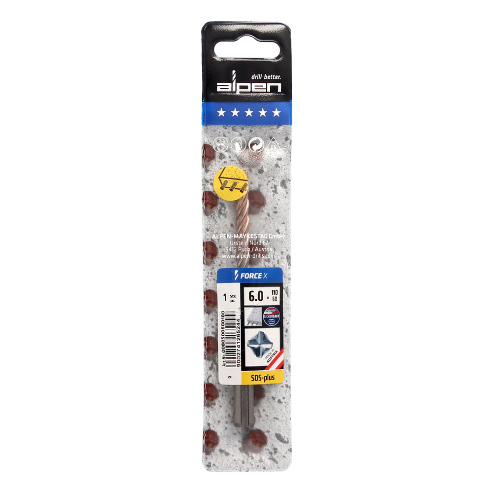 Broca Alpen SDS Plus FORCE X 8,00 x 310 mm. Hormigón Armado. - Imagen 3