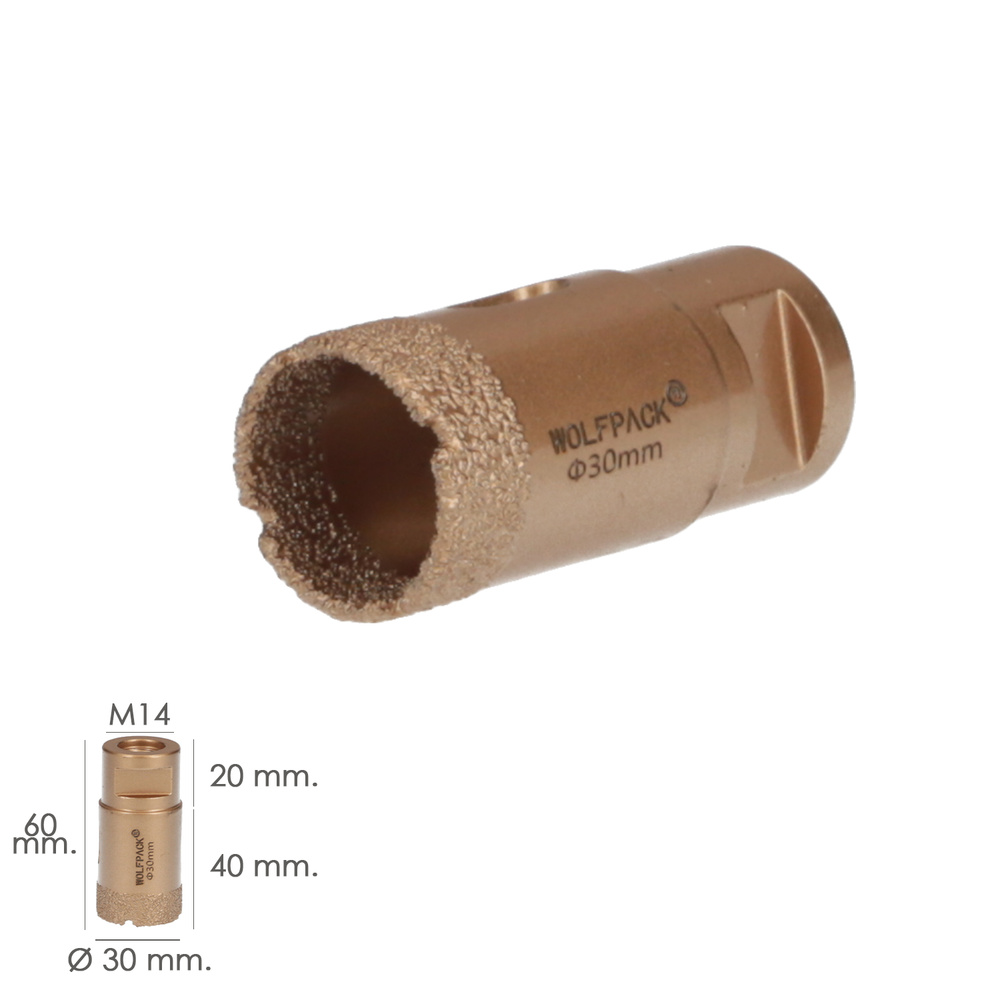 Corona Diamante Para Amoladora Ø 30 mm. Conexión Rosca M14. Corte Seco - Imagen 2