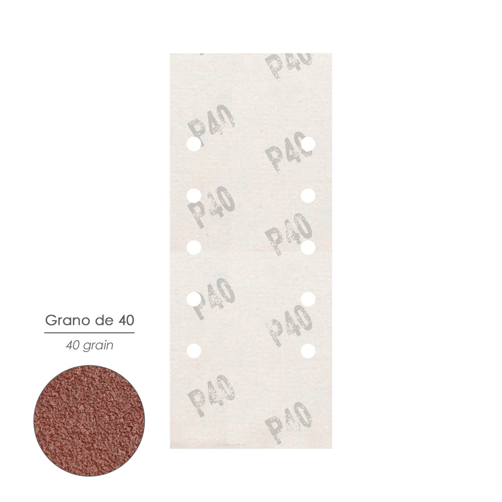 Lija Recambio Con Velcro 115x280 mm. con Agujeros Grano 40 (10 Piezas) - Imagen 3
