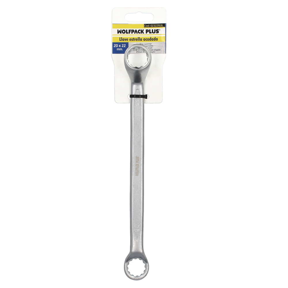Llave Estrella Acodada Plus Acero Cromo Vanadio 20x22 DIN 838. Llave Doble Boca Acodada, Llave Fija Estrella Acodada - Imagen 3