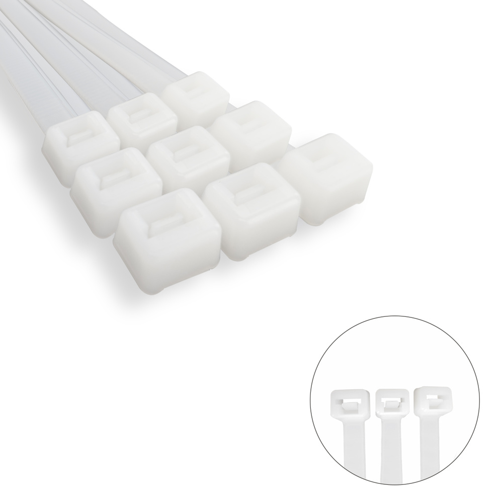 Brida Nylon 100%. Color Blanco / Natural 2,5 x 200 mm. 100 Piezas. Abrazadera Plastico, Organizador Cables, Alta Resistencia - Imagen 3