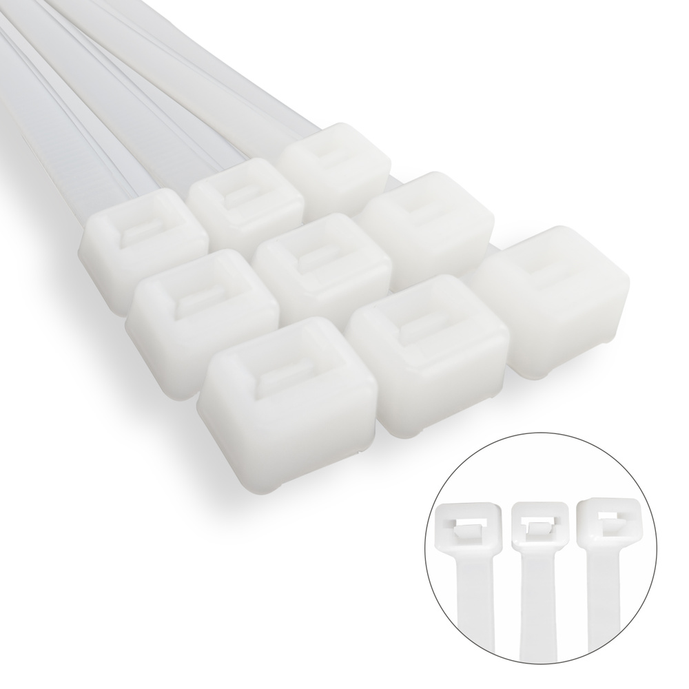 Brida Nylon 100%. Color Blanco / Natural 7,5 x 360 mm. 100 Piezas. Abrazadera Plastico, Organizador Cables, Alta Resistencia - Imagen 3