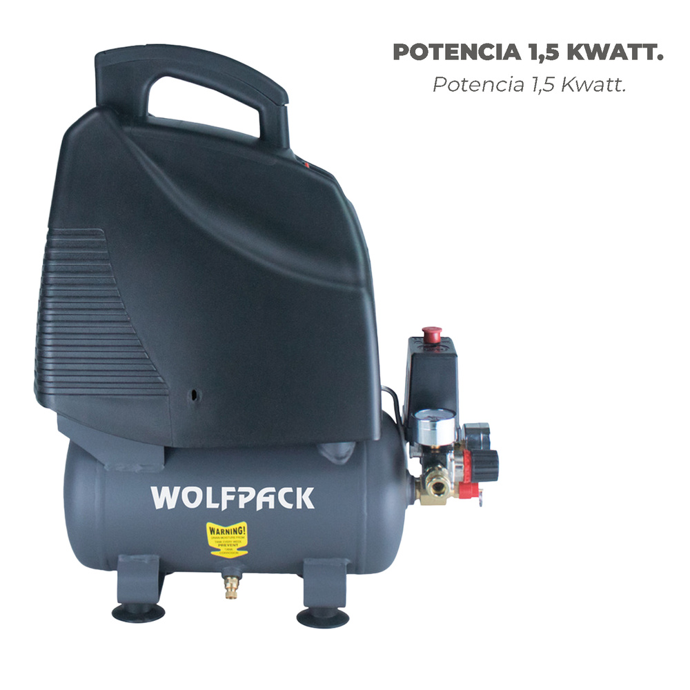 Compresor Aire 6 Litros / 8 Bares / 1,1 Kw - 1,5 HP Sin Aceite - Imagen 4