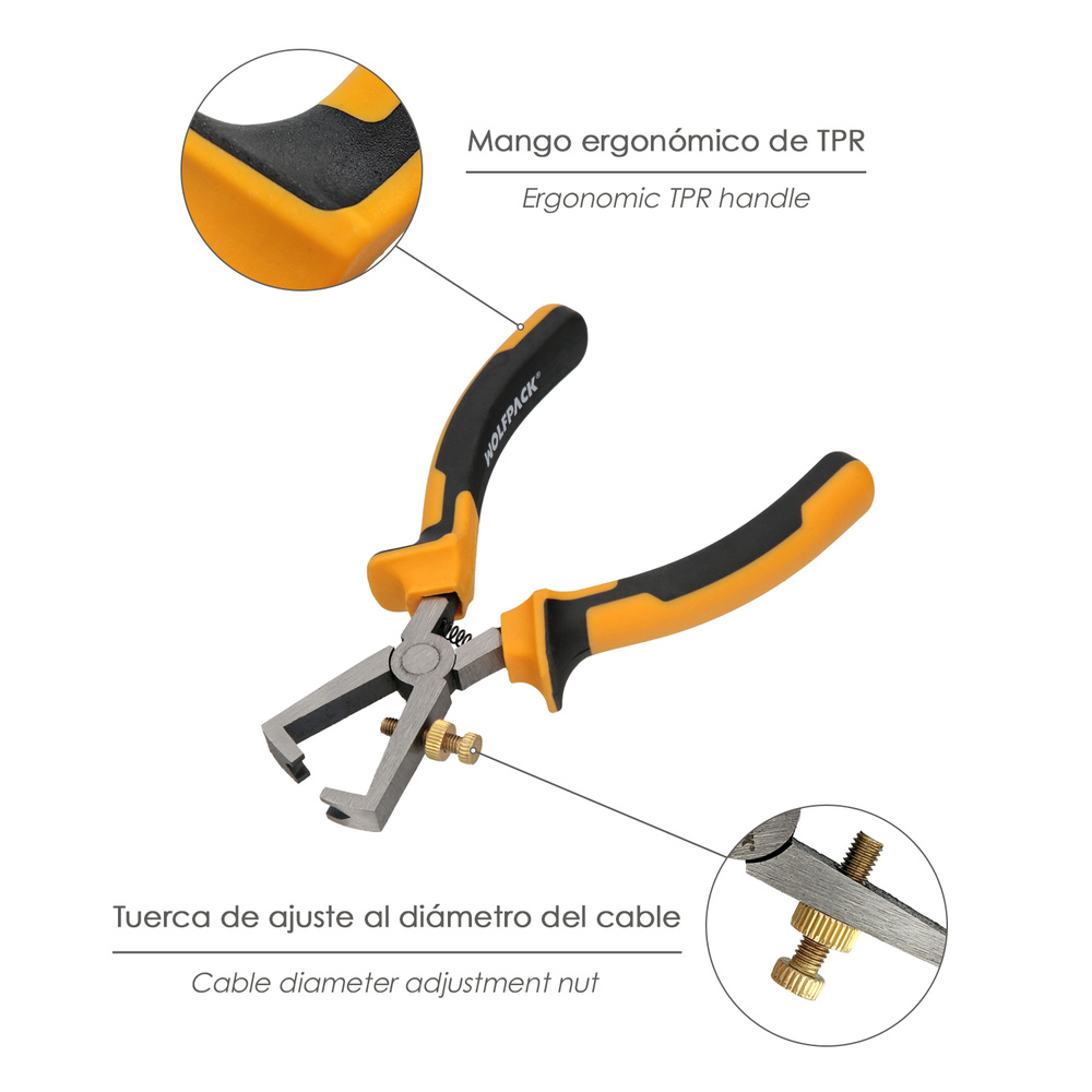 Alicates Pelacables 150 mm. Acero DIN 5745 Pelacables, Corta Cables, Pelador Cables, - Imagen 3