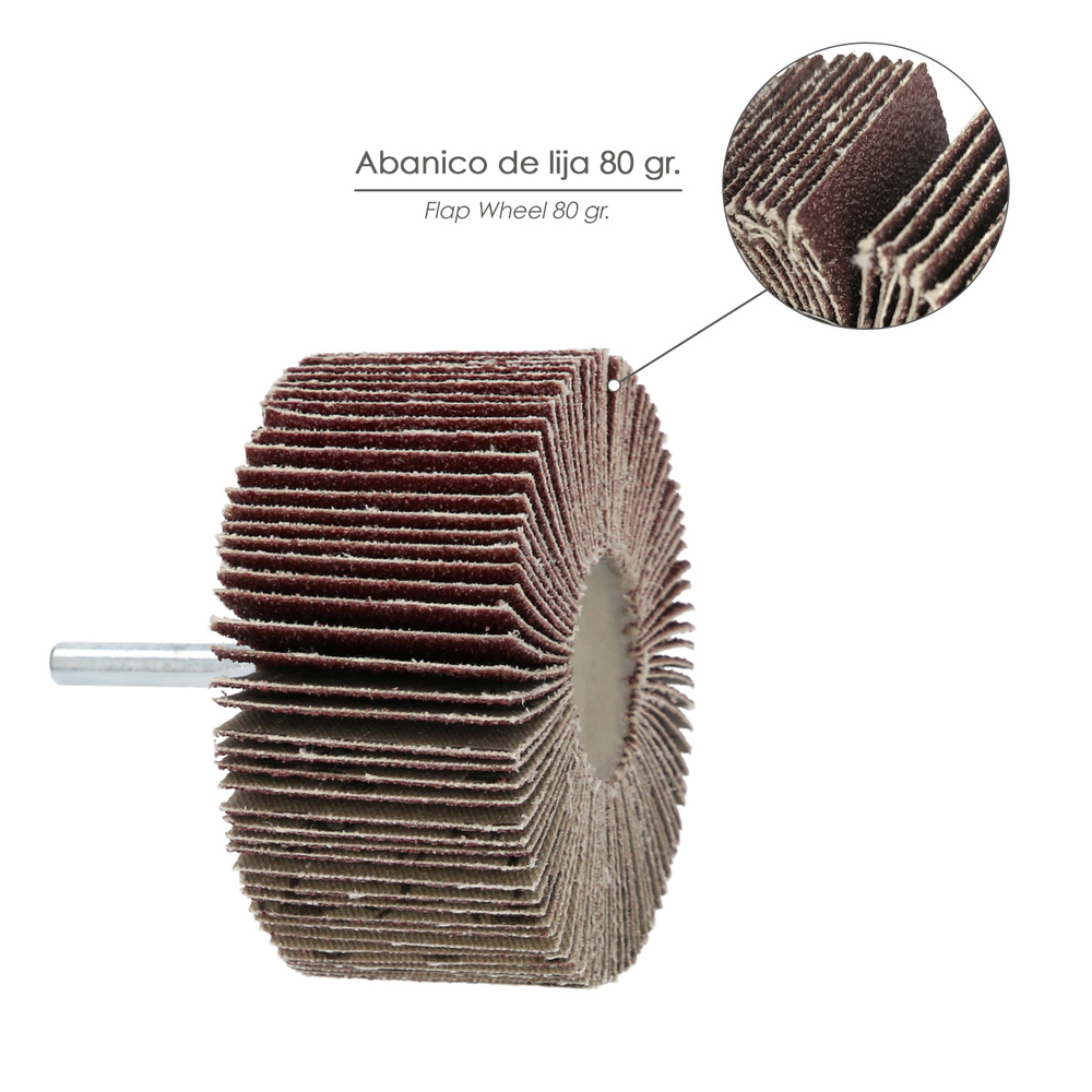 Abanico Lija Grano 80 Medida Ø 80 x 40 mm. Disco Abrasivo Laminas, Ruedas Mil Hojas, Ruedas Abrasivas,Lijado,Desbaste,Pulir - Imagen 3