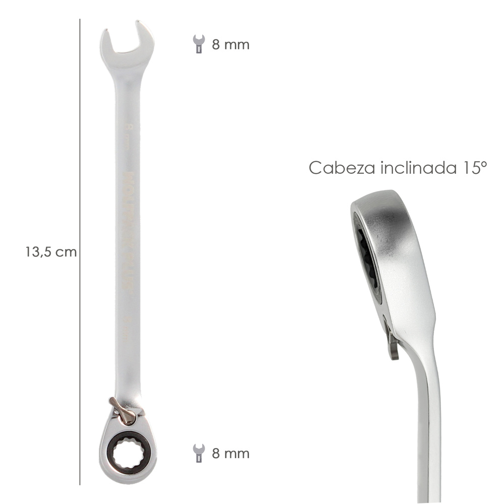 Llave Combinada Con Carraca 8 mm. DIN 3113 - Imagen 2