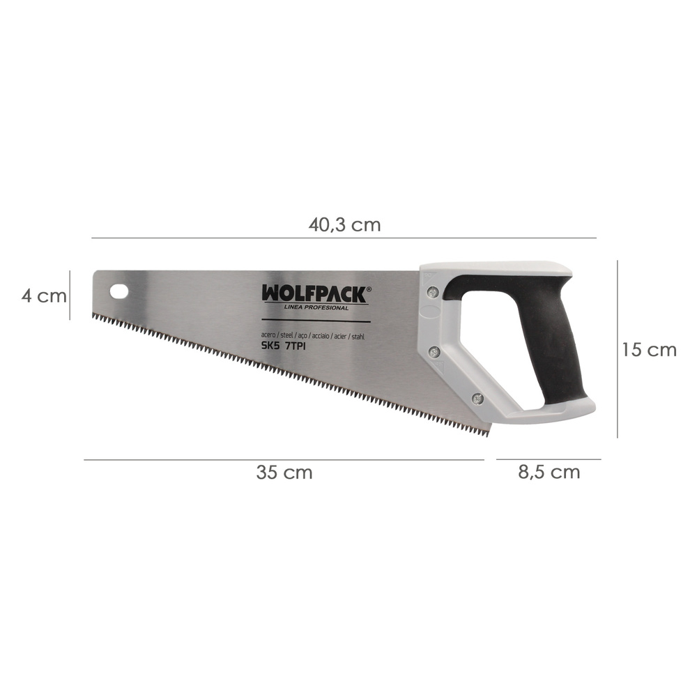 Serrucho Carpintero Bimaterial 350 mm. / 14" Acero SK5 Triple Afilado Sierra Carpintero, Serrucho Carpinteria, Sierra Costilla - Imagen 2