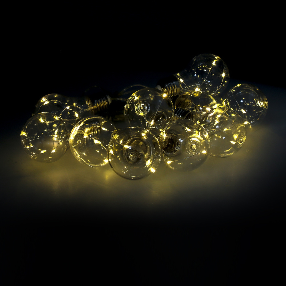 Guirnalda Solar 10 Bombillas / 50 Micro Leds Luz Calida. Bateria Recargable Uso en Exteriores / Interiores Ip44 - Imagen 2