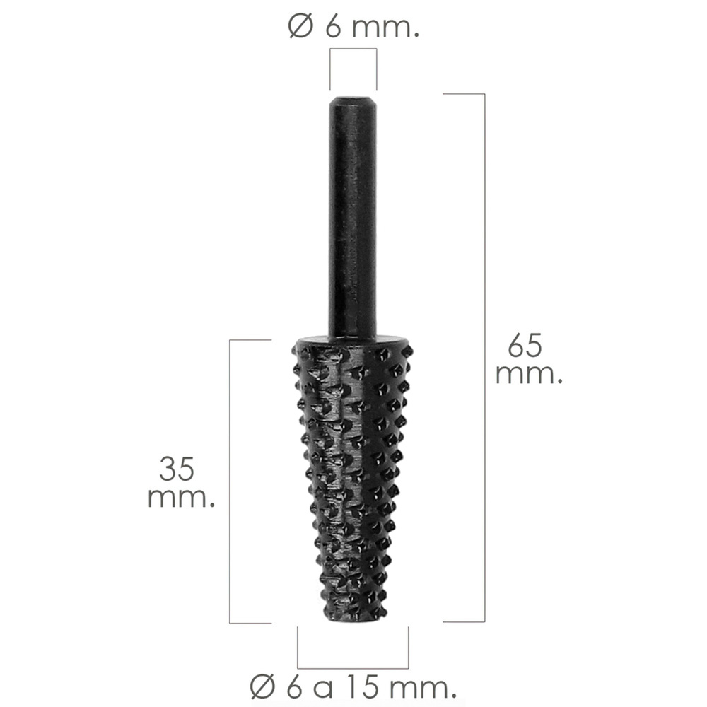 Fresa Rotativa Para Madera Conica Ø 6 a 15 mm. Para Taladro / Fresadora - Imagen 2