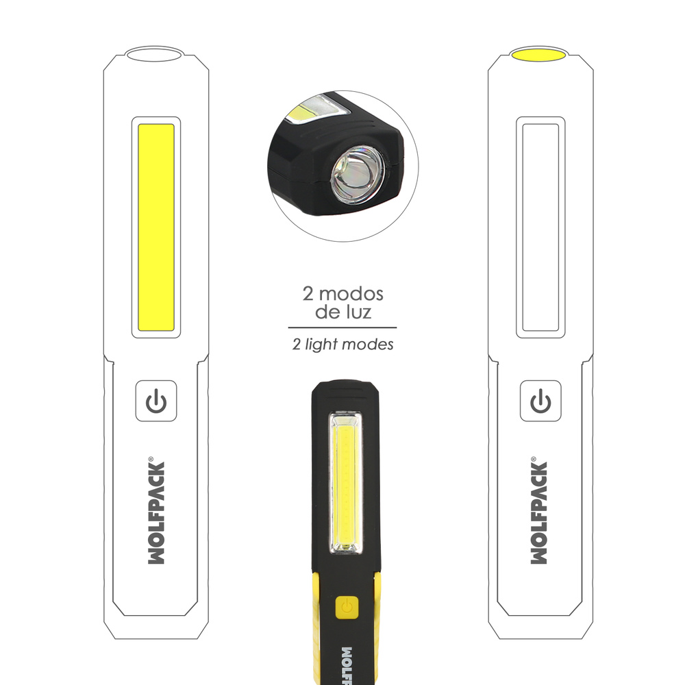 Linterna LED Multifunción Tipo Boligrafo Recargable (900 mAh) 200 Lumenes Con Iman, Gancho y Soporte Ajustable. - Imagen 3