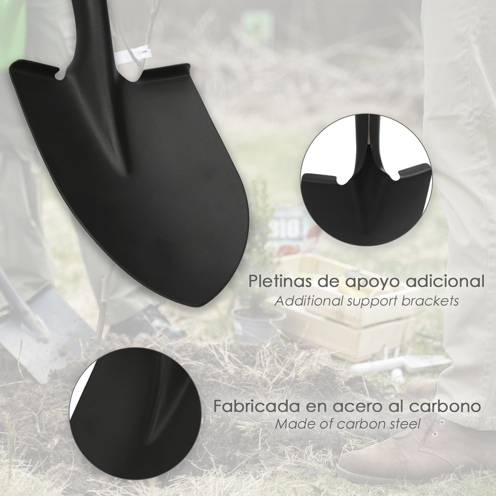 Pala Pequeña Mango Madera Punta Mango Anilla 75 cm. minipala, Pala Jardineria,transplantes, Camping, Montañismo, Acampada - Imagen 4