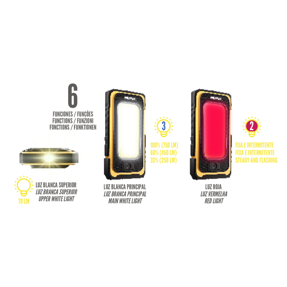 Linterna Led Solar Recargable 10 Watt 750 Lumenes - Imagen 4