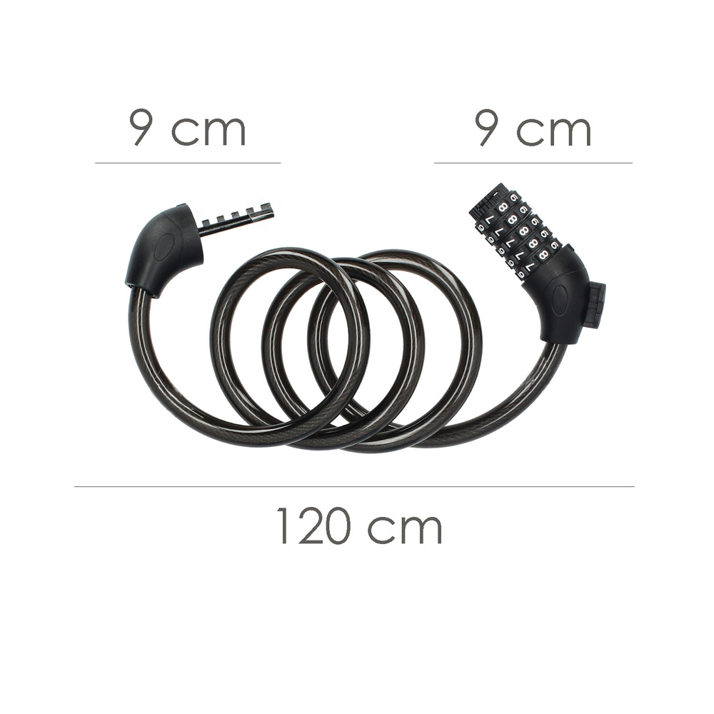 Cable Bicicleta Espiral Con Combinación. 12 mm. x 120 cm. - Imagen 2