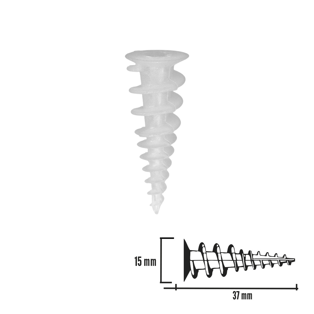 Taco Nylon Pladur Autotaladrante 15×37 Mm. 100 Unidades. - Imagen 2