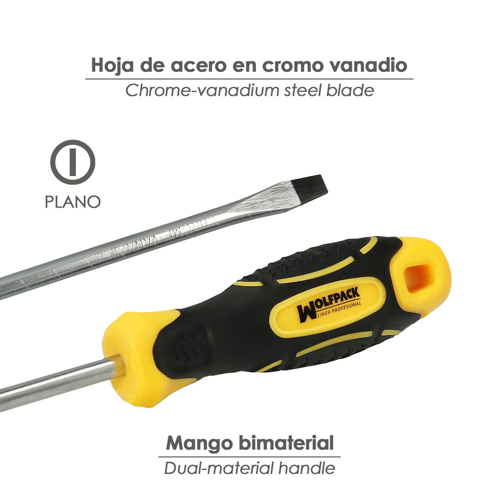 Destornillador Bimaterial Boca Estampada 3x100 mm. - Imagen 3