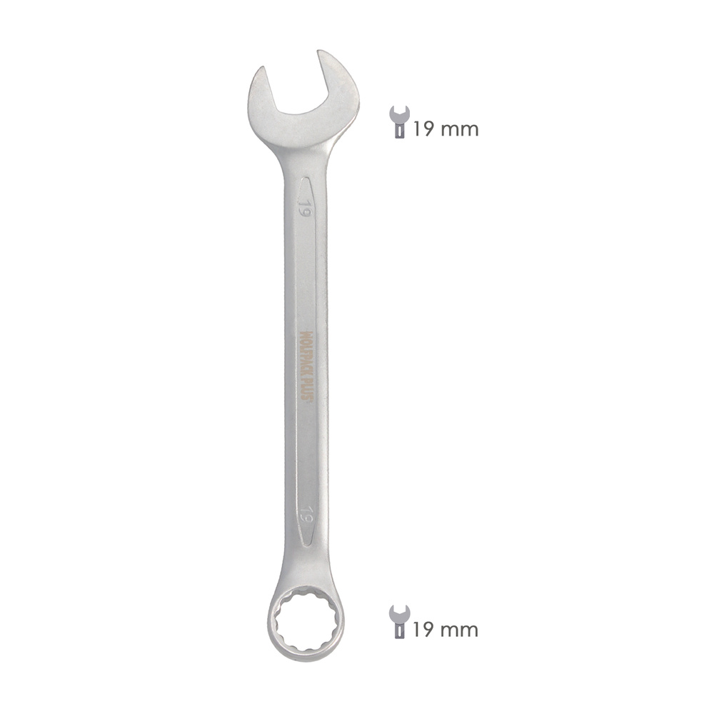 Llave Combinada Plus 19x19 Acero Cromo Vanadio DIN 3113. Llave Doble Boca, Llave Fija, Llave Estrella - Imagen 2
