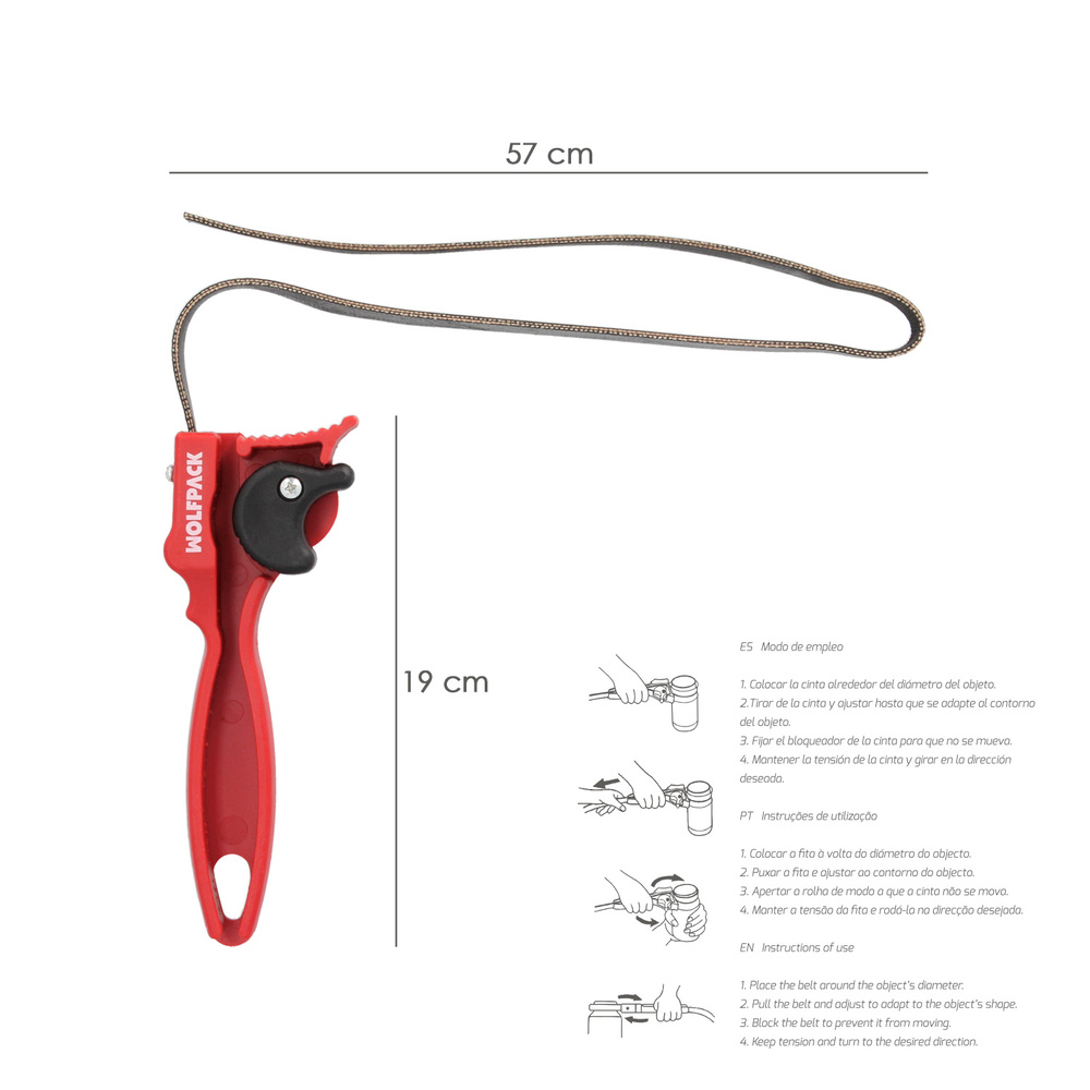 Llave Cinta Abretodo Ø 5 A Ø 16 cm. cinta Caucho Reforzado. Llave Filtros, Llave Tubos, Llave Tuberias, Llave Tapas, - Imagen 2