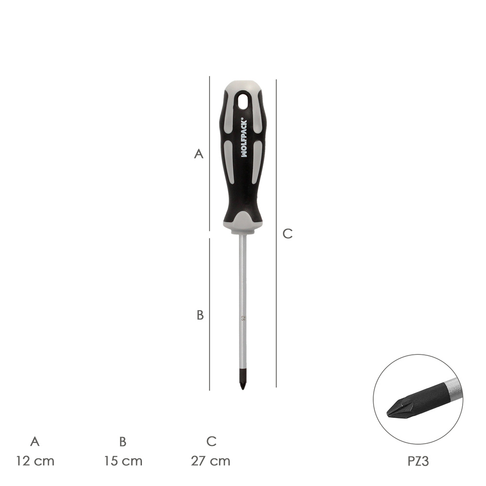 Destornillador Pozidriv Acero S2 Mango TPR Bimaterial. Medida PZ 3 x Ø 8 x 150 mm. DIN5262. - Imagen 2