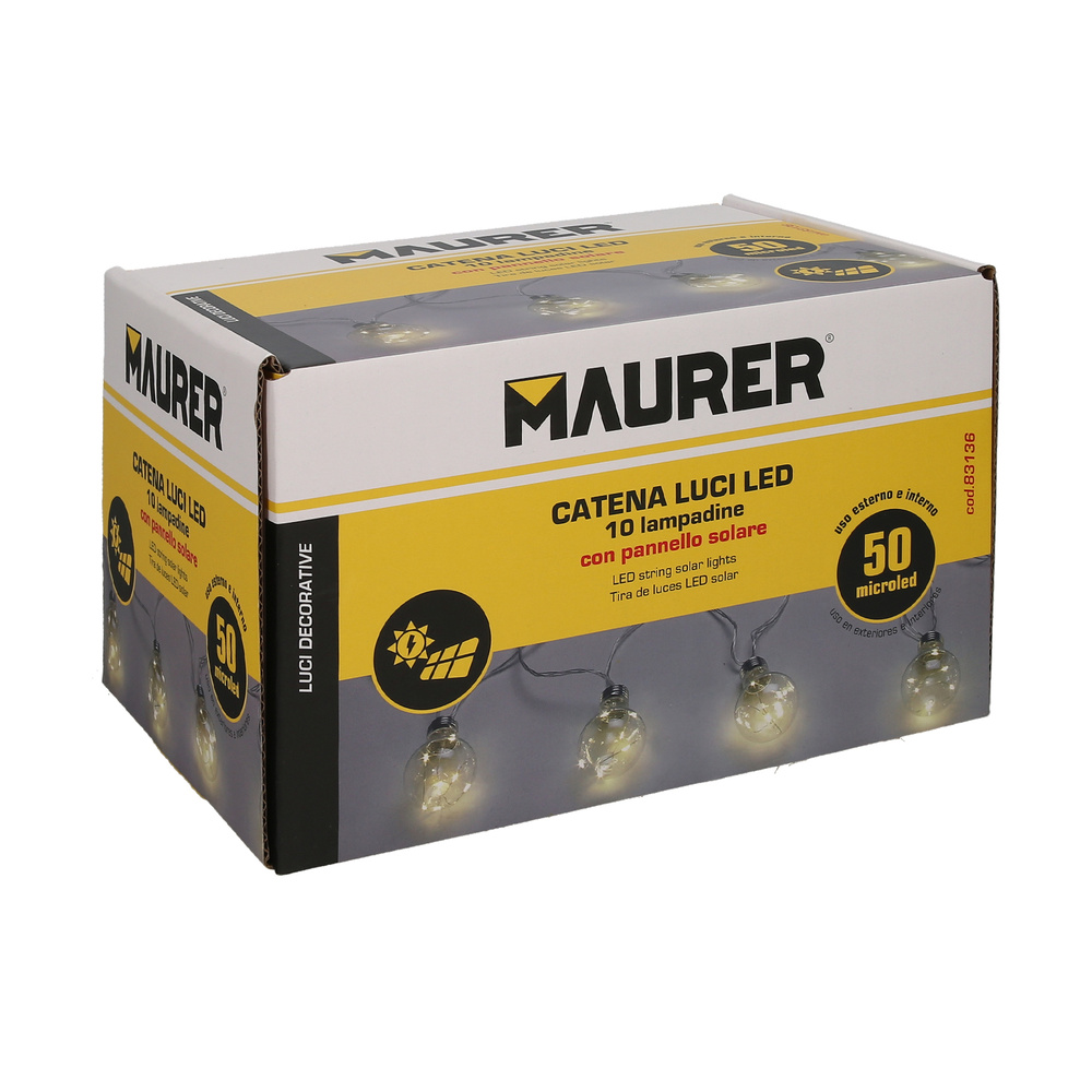 Guirnalda Solar 10 Bombillas / 50 Micro Leds Luz Calida. Bateria Recargable Uso en Exteriores / Interiores Ip44 - Imagen 3