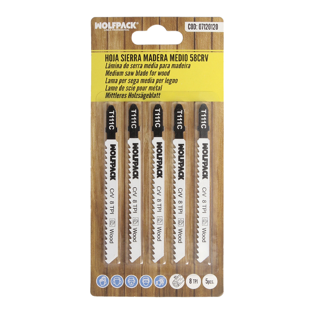 Hojas Sierra Calar Para Madera Corte Medio 5 Piezas. Hoja Cromo Vanadio 58. Vastago T Universal - Imagen 5