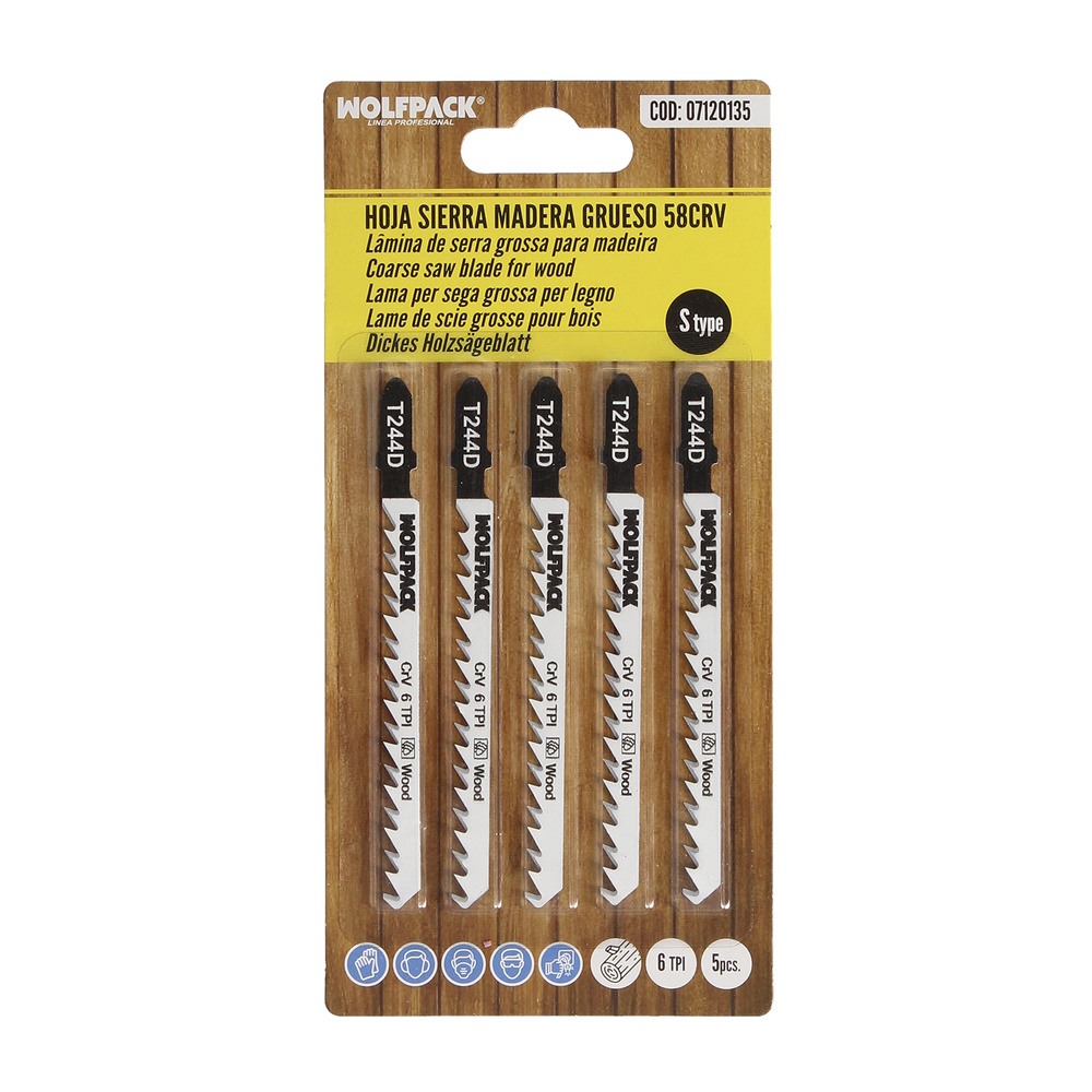 Hojas Sierra Calar Para Madera Corte Grueso 5 Piezas. Hoja Cromo Vanadio 58. Vastago T Universal - Imagen 5