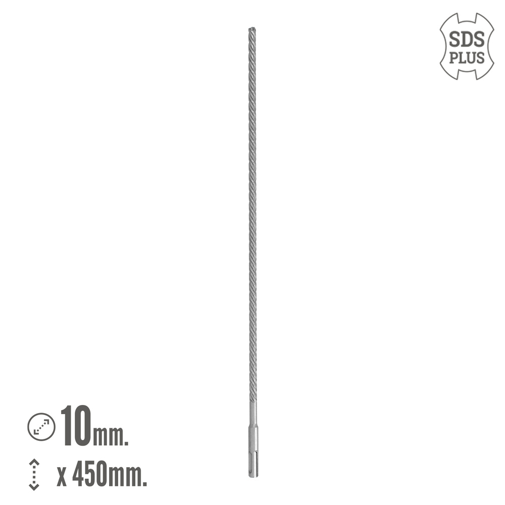 Broca Sds Plus 8 Filos Cortantes Especial Para Hormigon Armado Ø 10 x 450 mm. Broca Paredes, Broca Cimientos, Broca Muros - Imagen 2