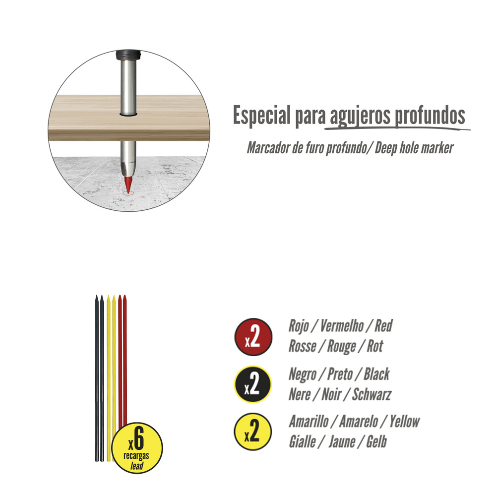 Minas Recambio Para Lapiz Carpintero Portaminas (6 Piezas) - Imagen 4