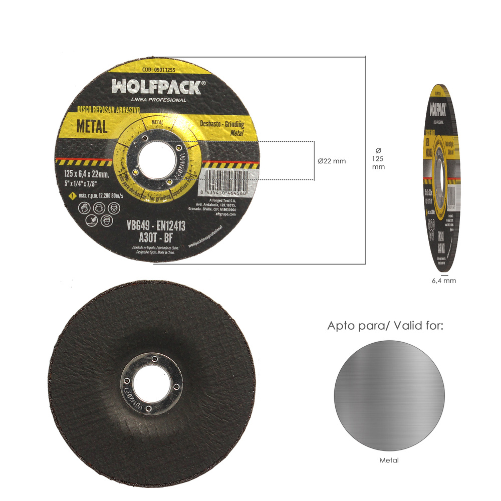 Disco Repasar Abrasivo Ø 125 x Ø 22 mm. Espesor 6,0 mm. Disco Radial / Amoladora Universal Compatible Con Todas Las Amoladoras - Imagen 2