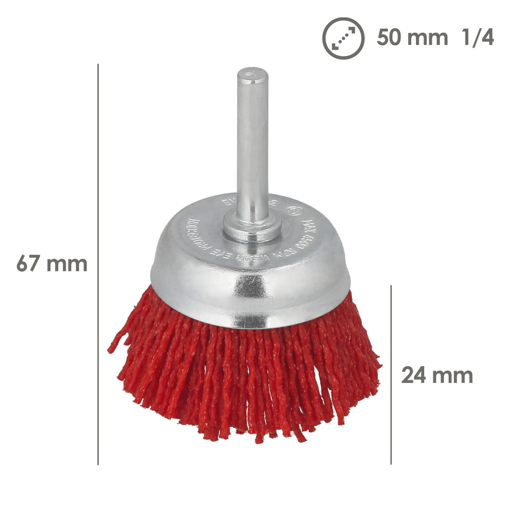 Cepillo Nylon Taza Ø 50 mm. 1/4". Cepillo De Lijado Nailon. Cepillo Para Taladro De Nailon, Cepillo De Alambre Abrasivo De Nylon - Imagen 2