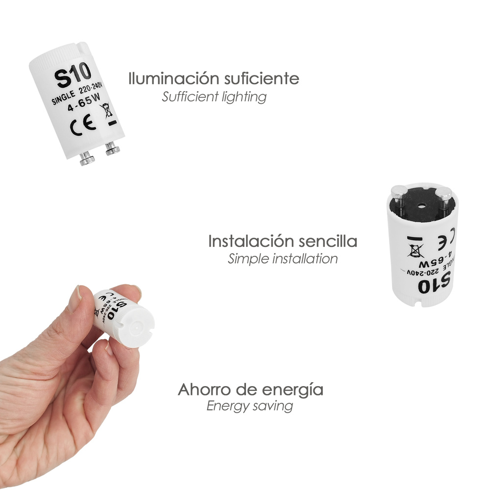 Cebador 4 - 65 Watt. Cebador Fluorescente, Arrancador Tubo Fluorescente, Cebador Encendido Rápido. - Imagen 3