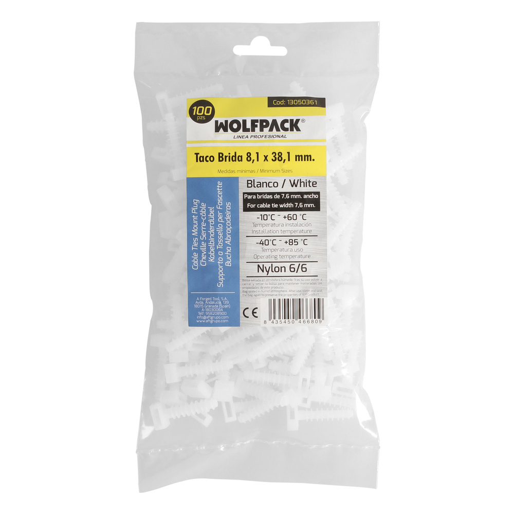 Taco Fijación Brida Nylon Blanco 8 mm. (Bolsa 100 Unidades) - Imagen 4