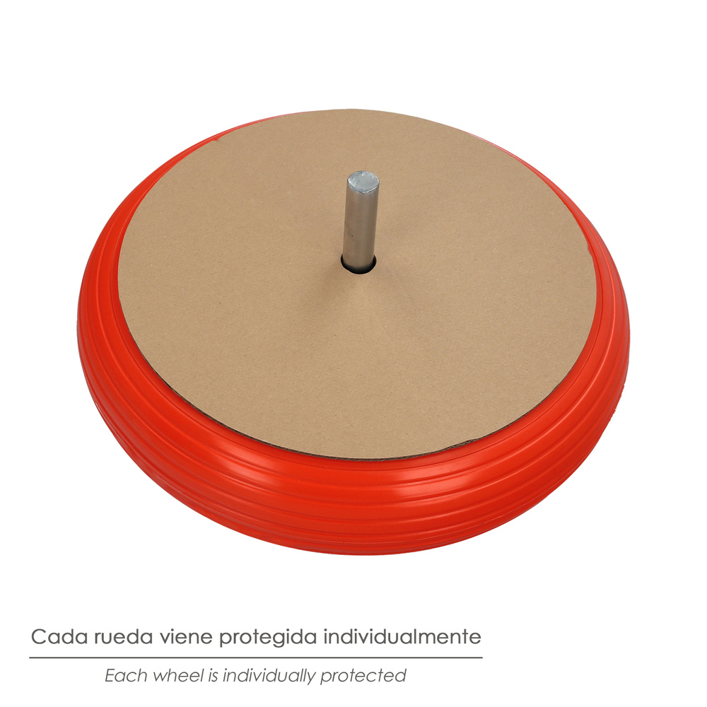 Rueda Carretilla Obra / Jardin Maciza Llanta Acero "Plus" Naranja Impinchable, Para Eje Ø 19 mm Rueda Ø 35 cm - Imagen 5
