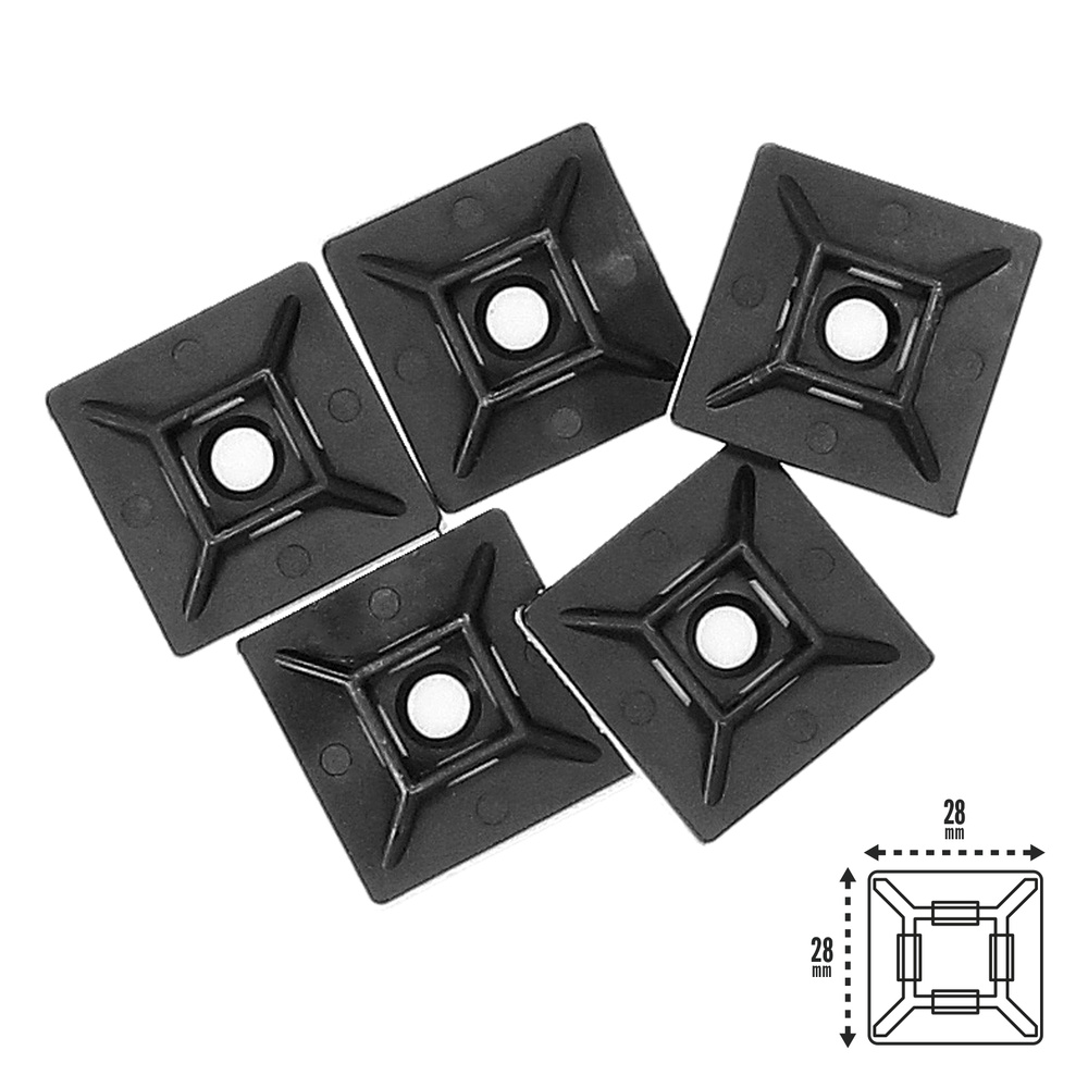 Base Adhesiva Para Bridas 28x28 mm. Negra Bolsa 100 Unidades - Imagen 2