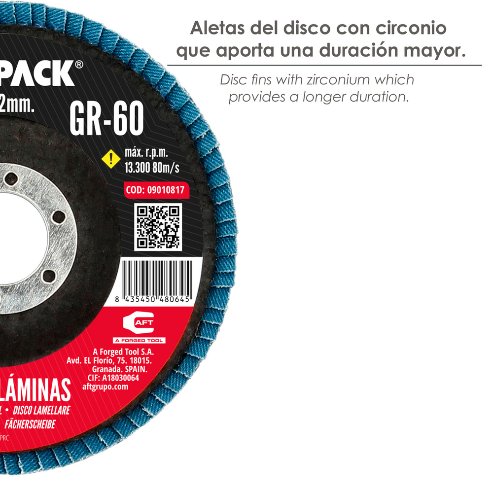 Disco Laminas Lija Circonio Inox - Plus 115x22 mm. Grano 60 - Imagen 4