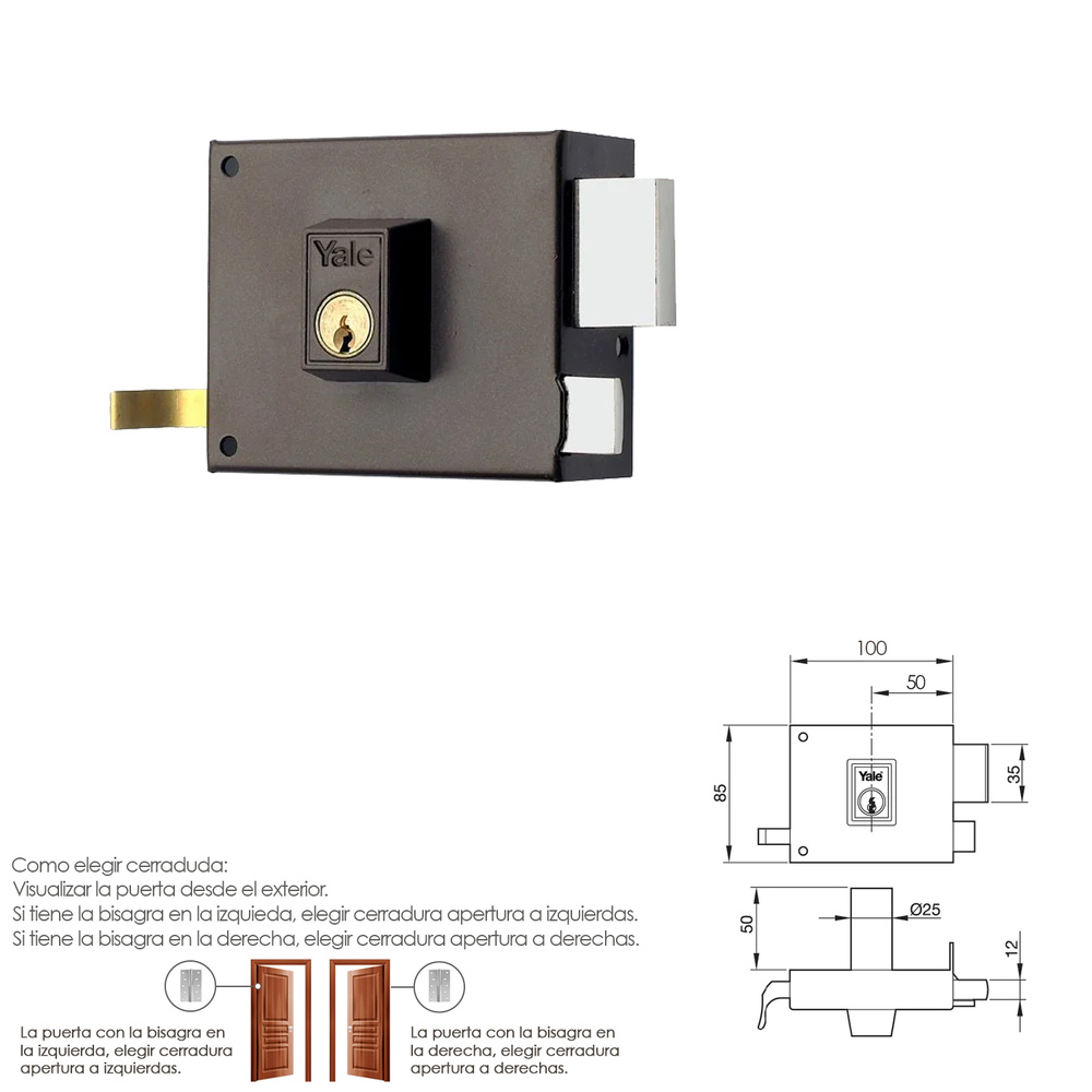 Cerradura Yale 125-a/hpr/10/ Derecha - Imagen 2