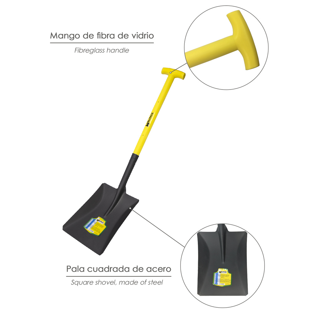 Pala Mango Fibra Vidrio Cuadrada Mango Muleta Nº 3 - Imagen 3