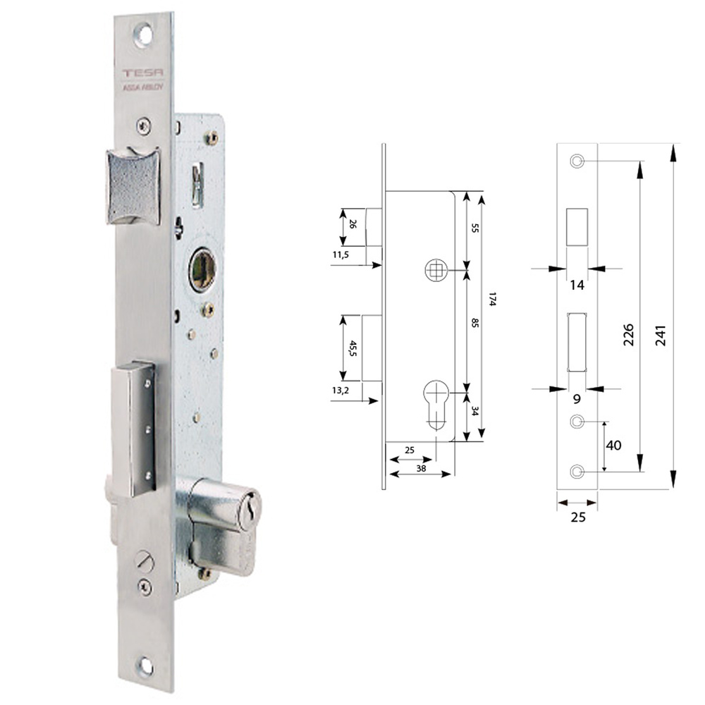 Cerradura Tesa 2210/38/ssi Sin cerradero Sin escudo - Imagen 2