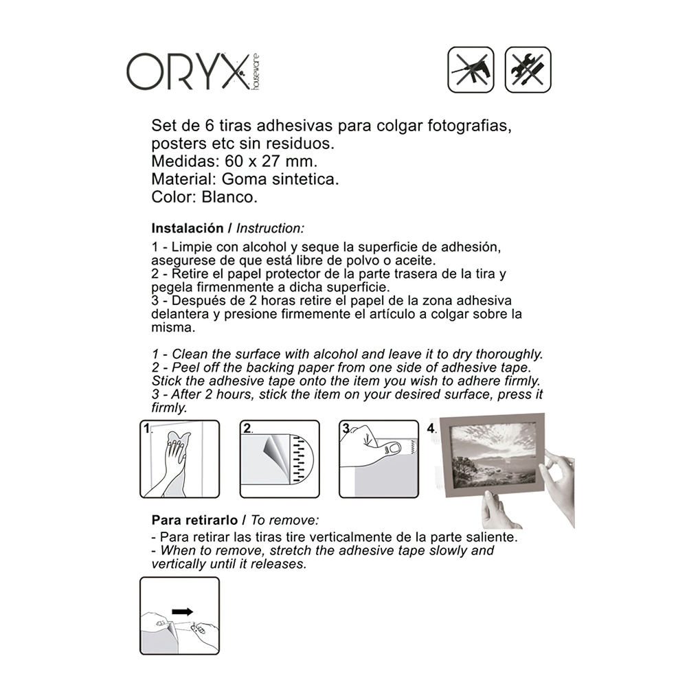 Tiras Adhesivas Doble Cara Sin Residuos (Blister de 6 piezas ) - Imagen 5