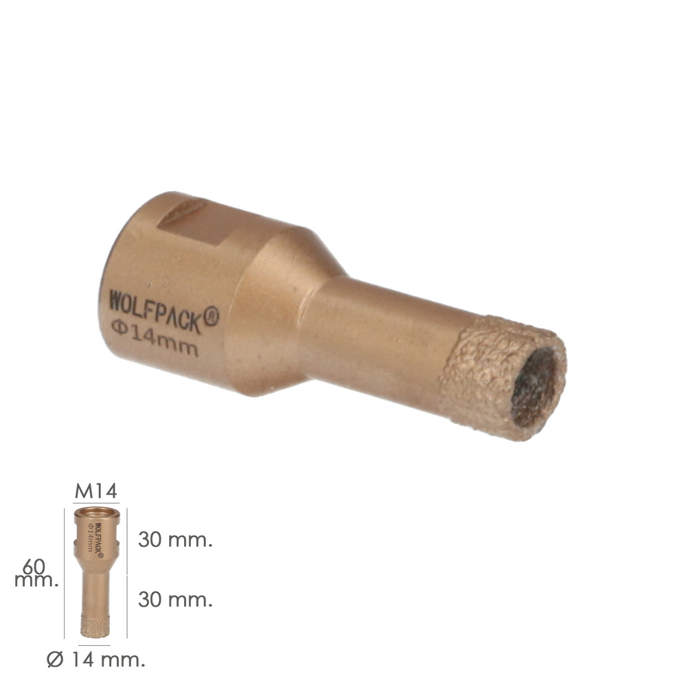 Corona Diamante Para Amoladora Ø 14 mm. Conexión Rosca M14. Corte Seco - Imagen 2